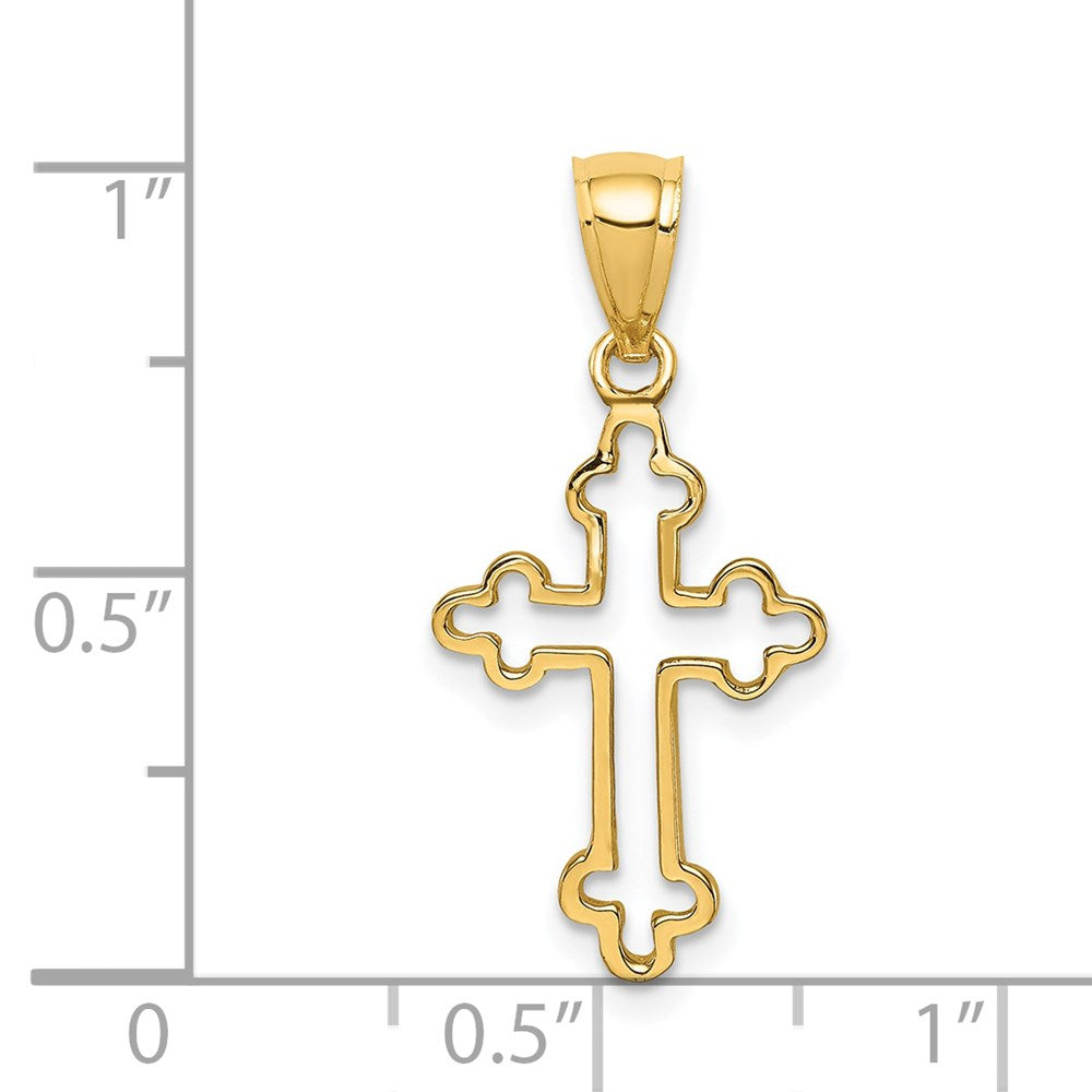 Million Charms 14K Yellow Gold Themed Polished Relgious Cross Pendant