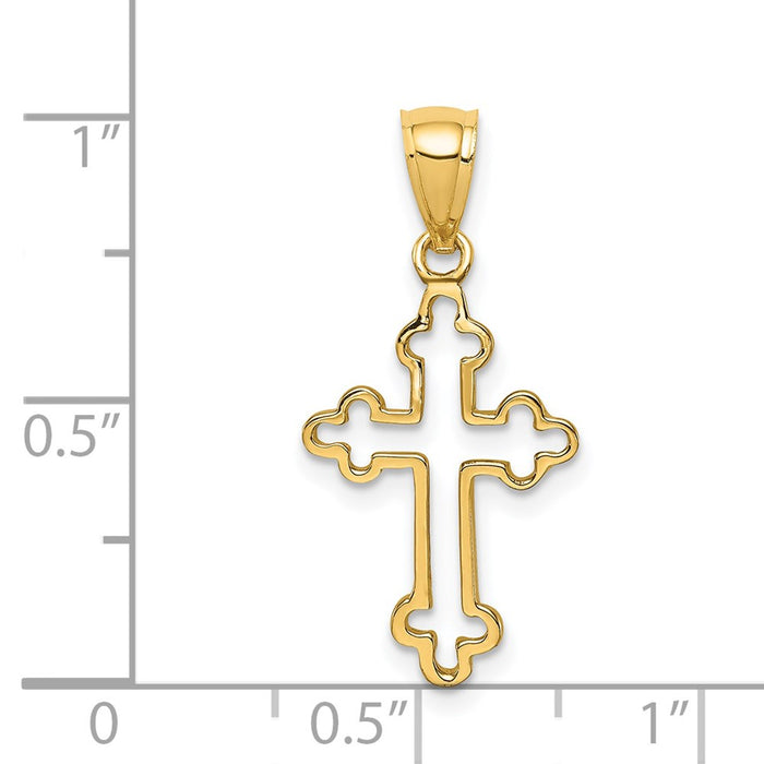 Million Charms 14K Yellow Gold Themed Polished Relgious Cross Pendant