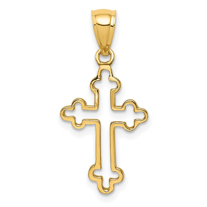 Million Charms 14K Yellow Gold Themed Polished Relgious Cross Pendant