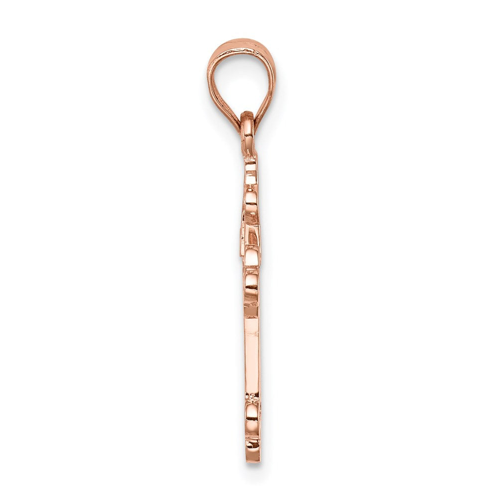 Million Charms 14K Rose Gold Themed Polished Relgious Cross Pendant