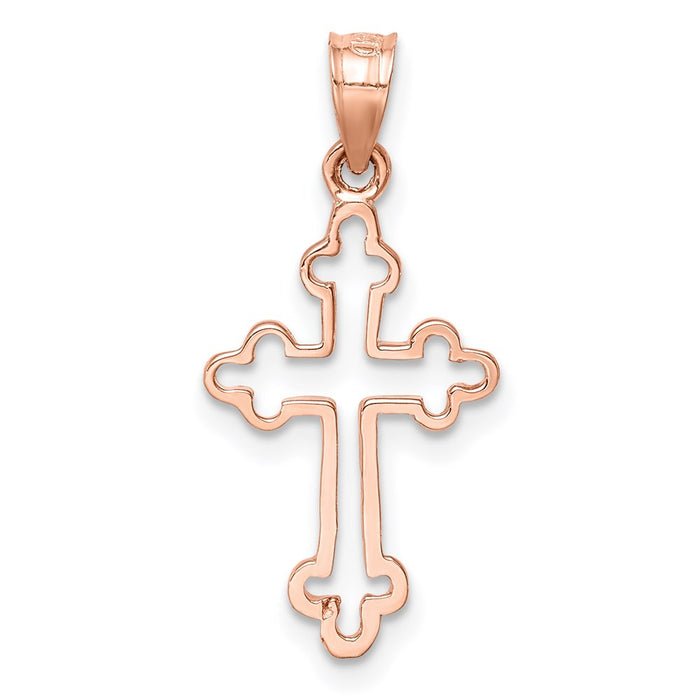 Million Charms 14K Rose Gold Themed Polished Relgious Cross Pendant