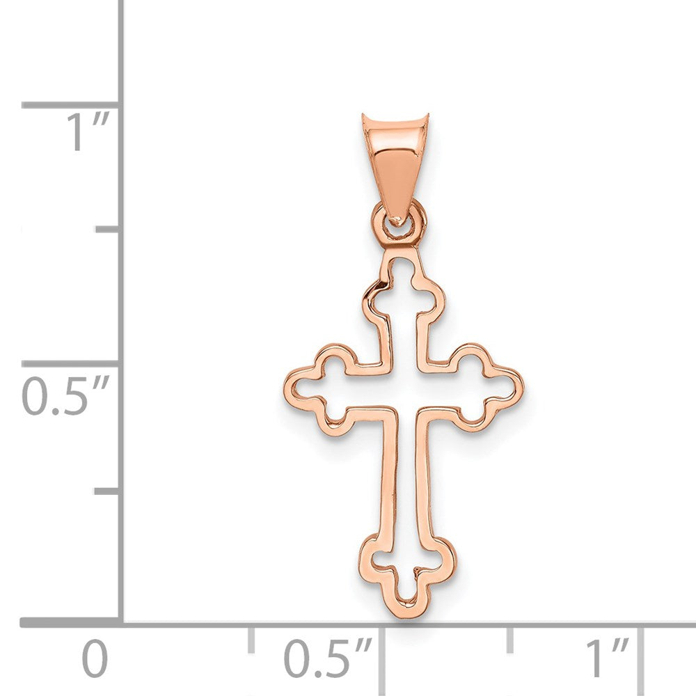 Million Charms 14K Rose Gold Themed Polished Relgious Cross Pendant