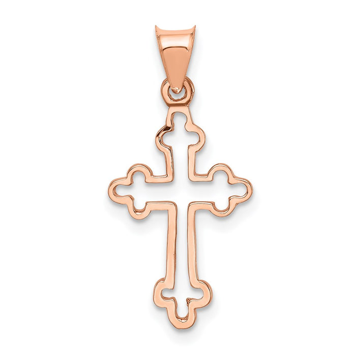 Million Charms 14K Rose Gold Themed Polished Relgious Cross Pendant