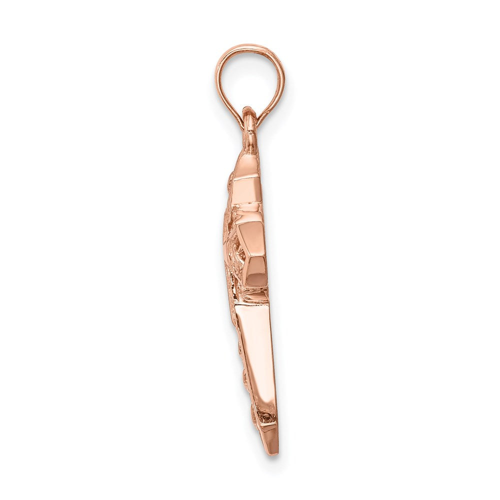 Million Charms 14K Rose Gold Themed Polished Relgious Cross Pendant