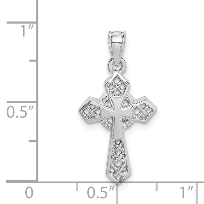 Million Charms 14K White Polished Relgious Cross Pendant