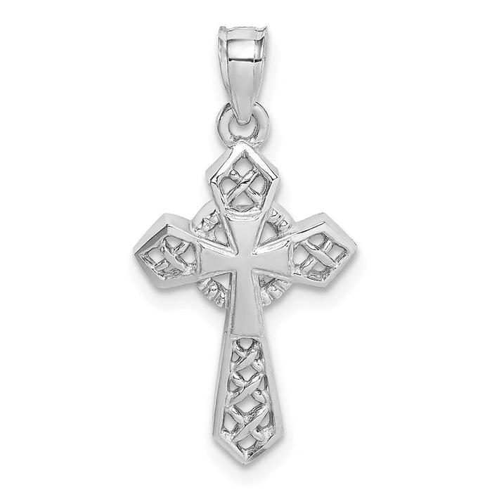 Million Charms 14K White Polished Relgious Cross Pendant