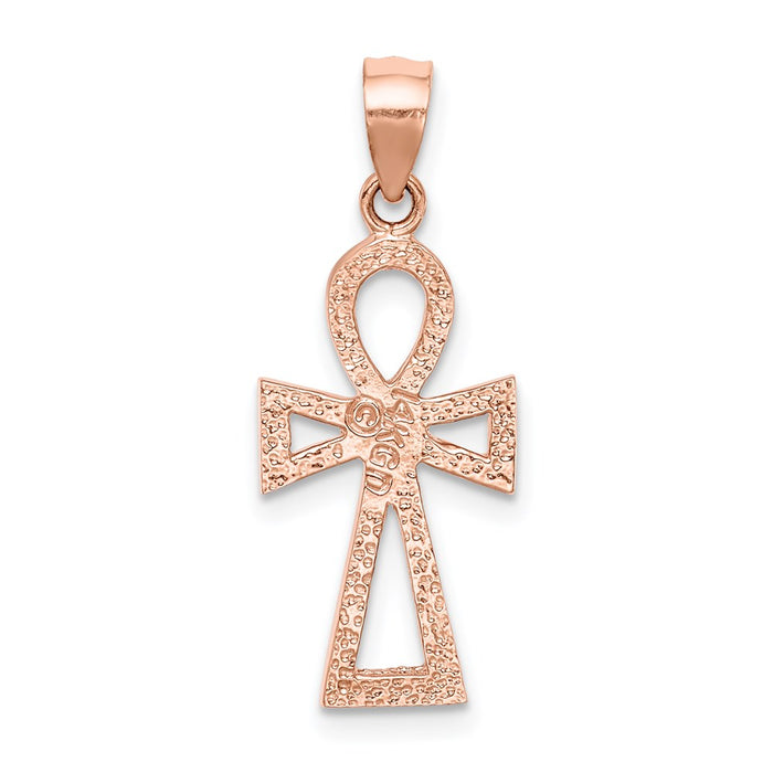 Million Charms 14K Rose Gold Themed Polished Ankh Pendant