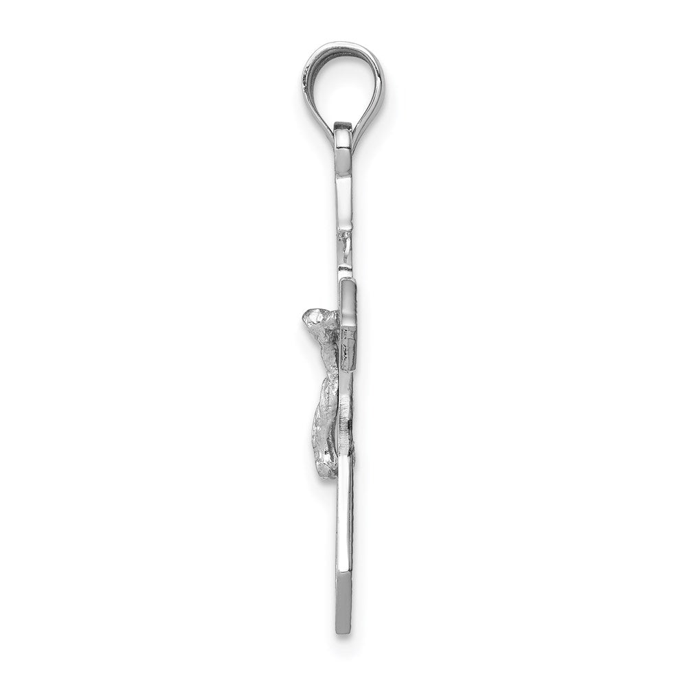 Million Charms 14K White Polished Relgious Crucifix Relgious Cross Pendant