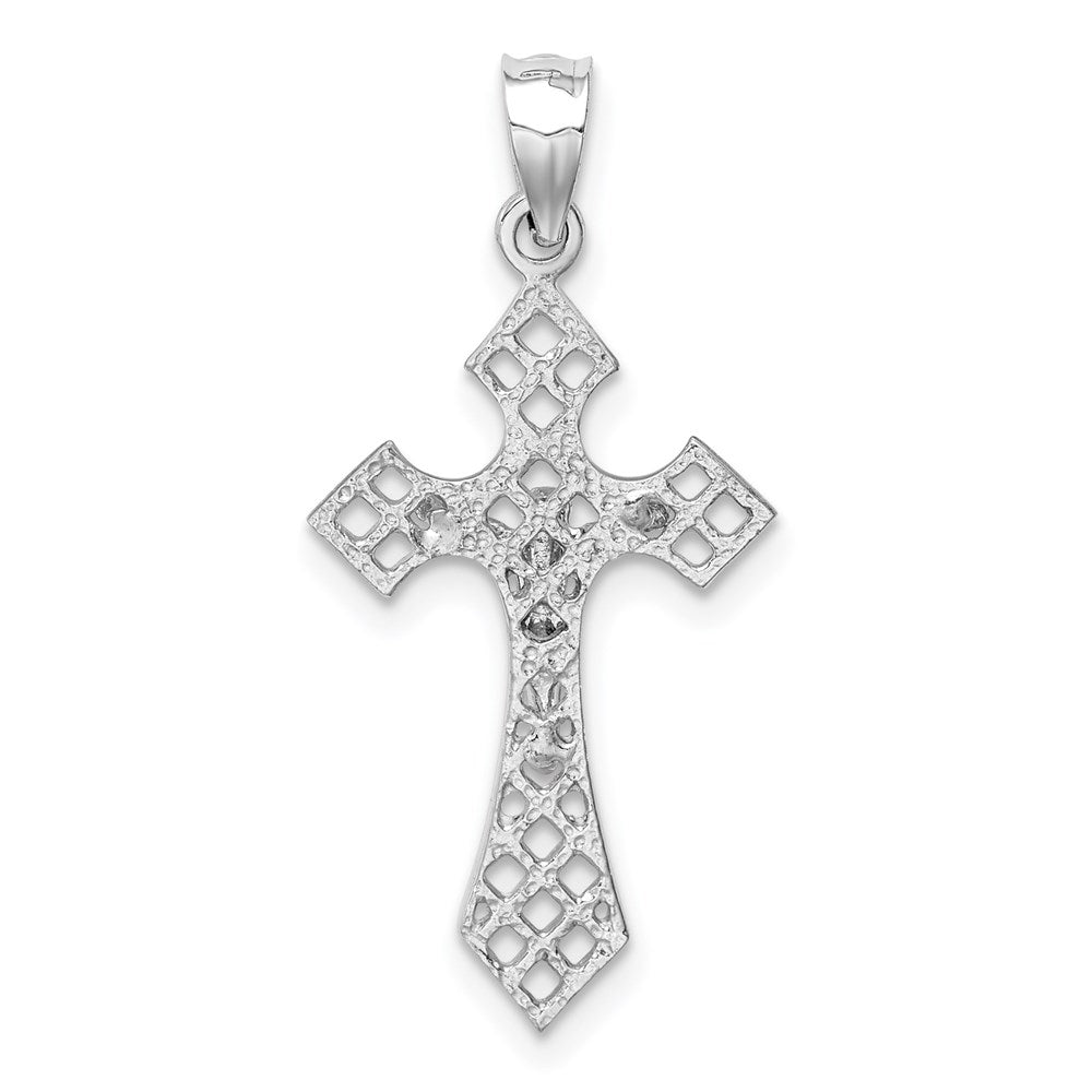 Million Charms 14K White Polished Relgious Crucifix Relgious Cross Pendant