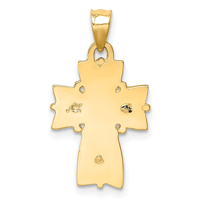 Million Charms 14K Two-Tone Polished Relgious Crucifix Relgious Cross Pendant