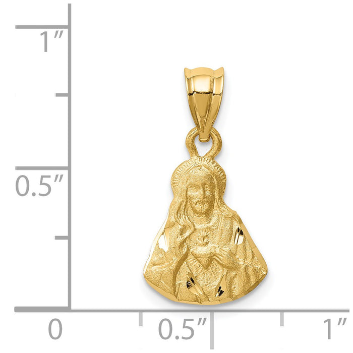 Million Charms 14K Yellow Gold Themed Brushed & Diamond-Cut Jesus Pendant