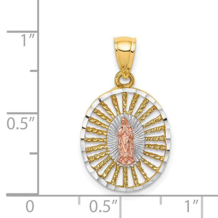 Million Charms 14K Two-Tone & White Rhodium-plated Polished Guadalupe Pendant