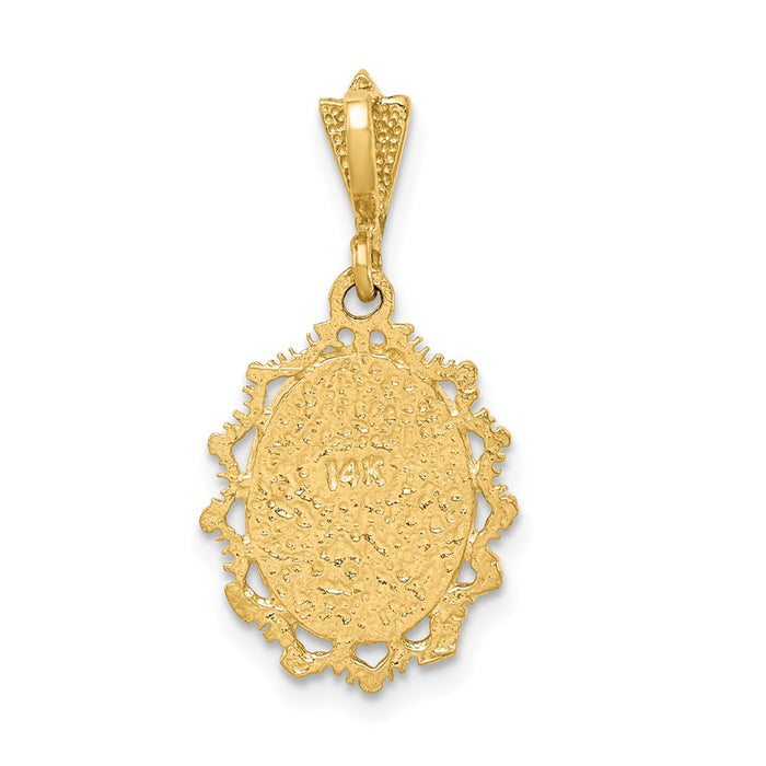 Million Charms 14K Two-Tone Polished Religious Saint Mary Medal Pendant