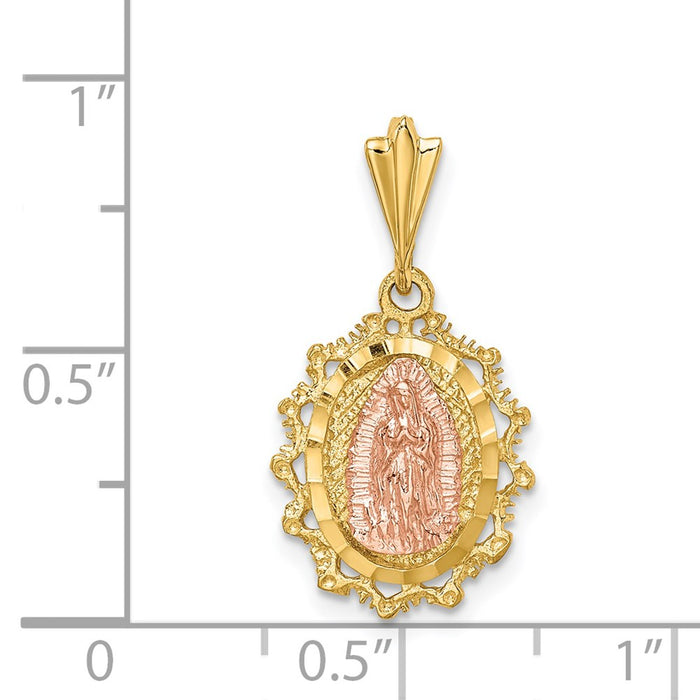 Million Charms 14K Two-Tone Polished Religious Saint Mary Medal Pendant