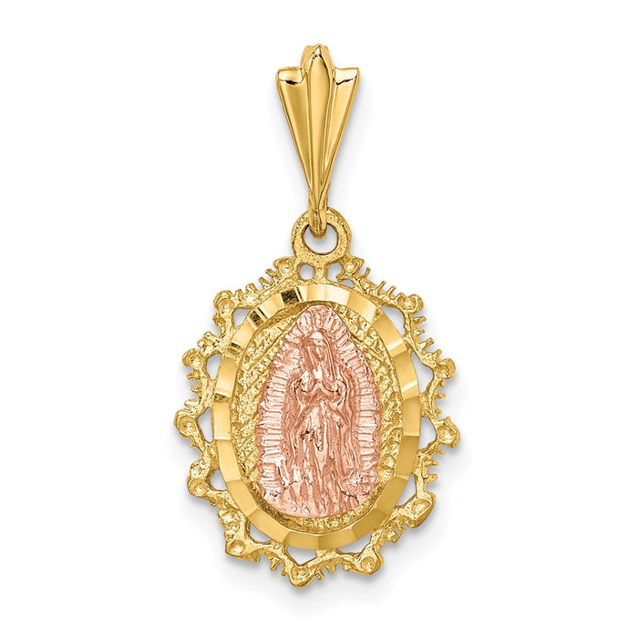 Million Charms 14K Two-Tone Polished Religious Saint Mary Medal Pendant