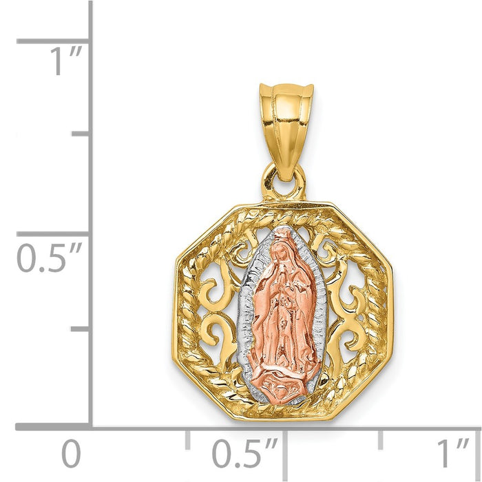 Million Charms 14K Two-Tone & White Rhodium-plated Polished Guadalupe Pendant