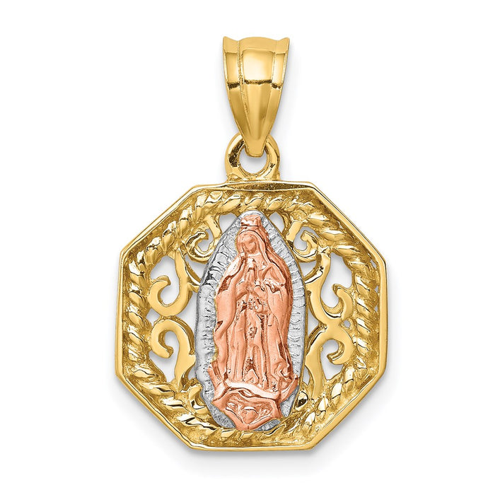 Million Charms 14K Two-Tone & White Rhodium-plated Polished Guadalupe Pendant