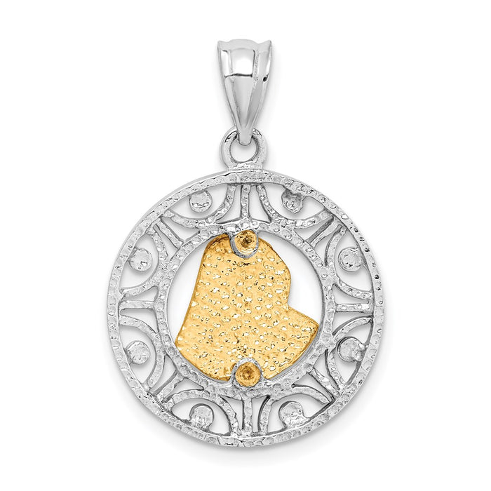 Million Charms 14K Two-Tone Brushed & Polished Virgin Diamond-Cut Mary Pendant