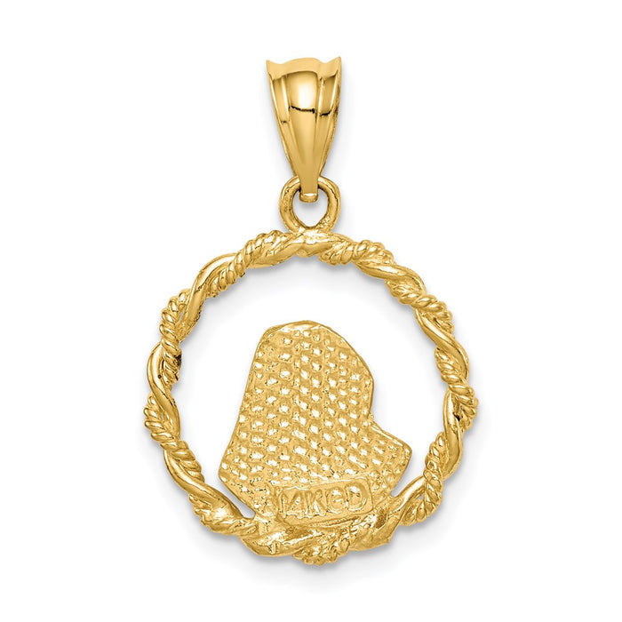 Million Charms 14K Yellow Gold Themed Brushed & Polished Diamond-Cut Virgin Mary Pendant