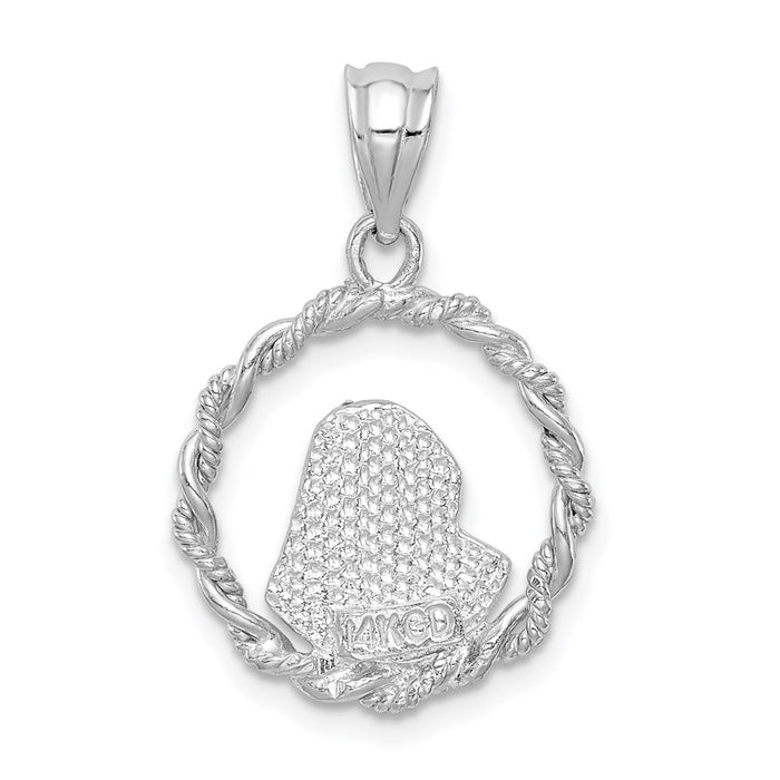 Million Charms 14K White Brushed & Polished Diamond-Cut Virgin Mary Pendant