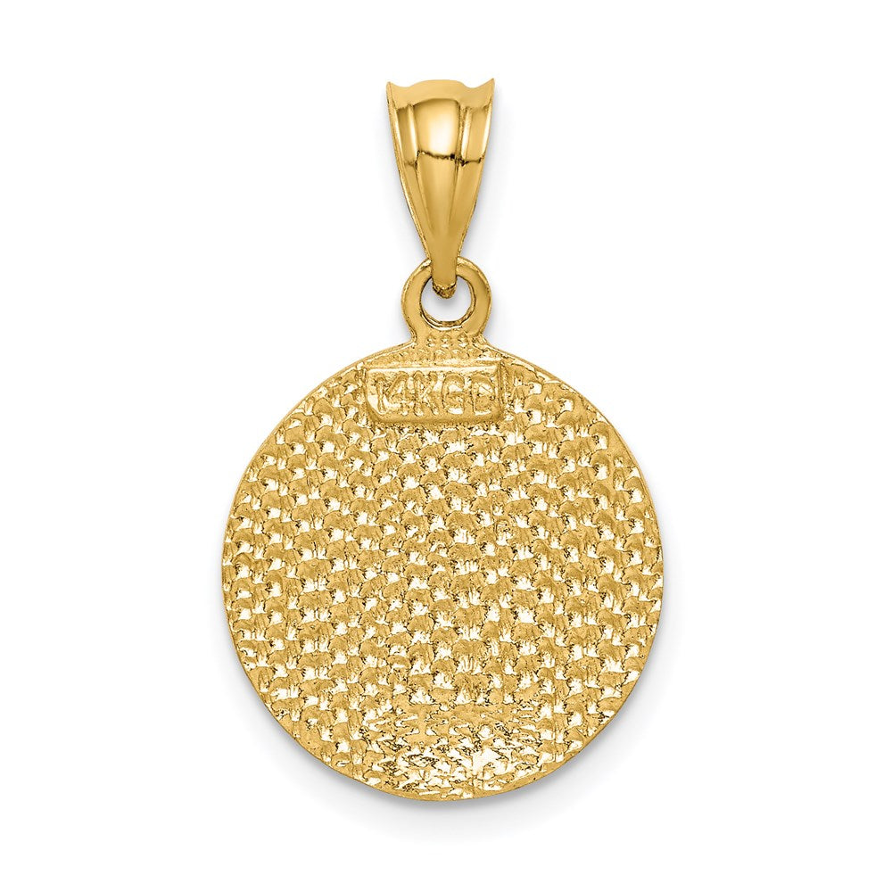 Million Charms 14K Yellow Gold Themed Brushed & Diamond-Cut Virgin Mary Pendant