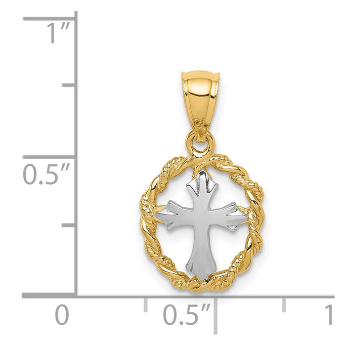 Million Charms 14K Two-Tone Polished Relgious Cross Pendant