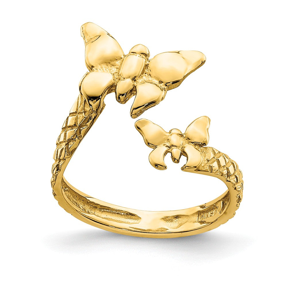 14k Yellow Gold Polished & Textured Butterfly Toe Ring