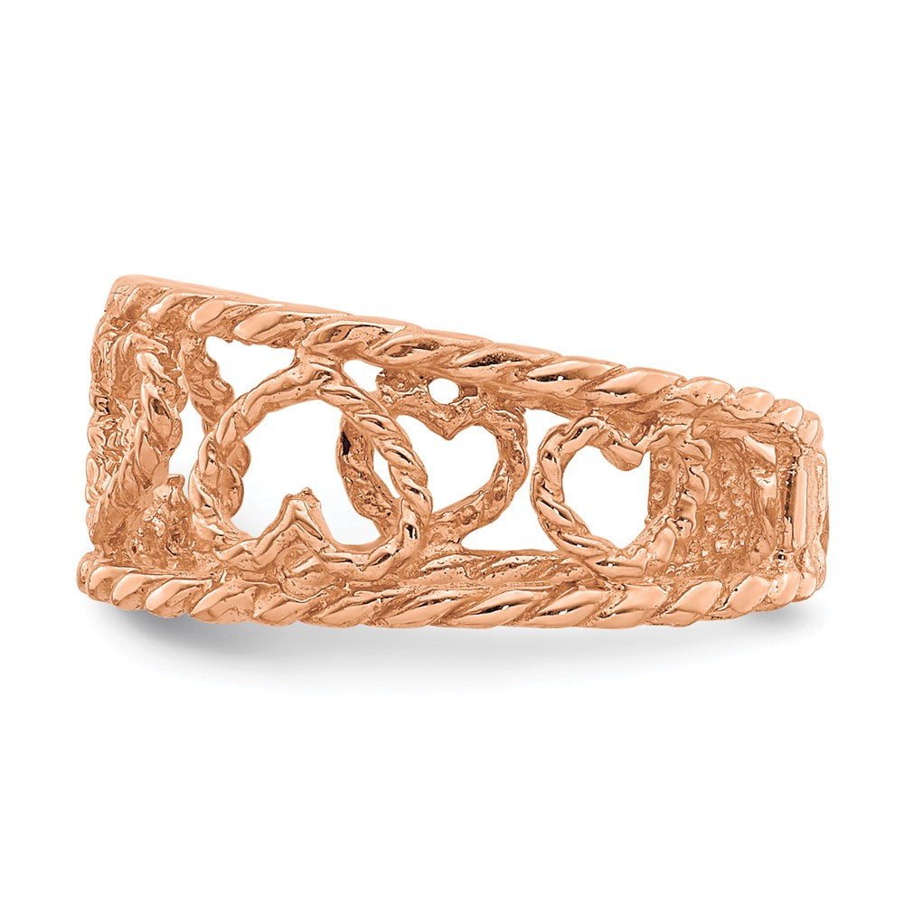 14K Rose Polished & Twisted Heart Toe Ring