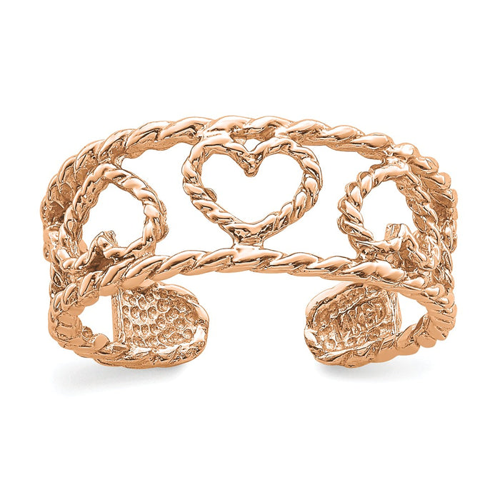 14K Rose Polished & Twisted Heart Toe Ring