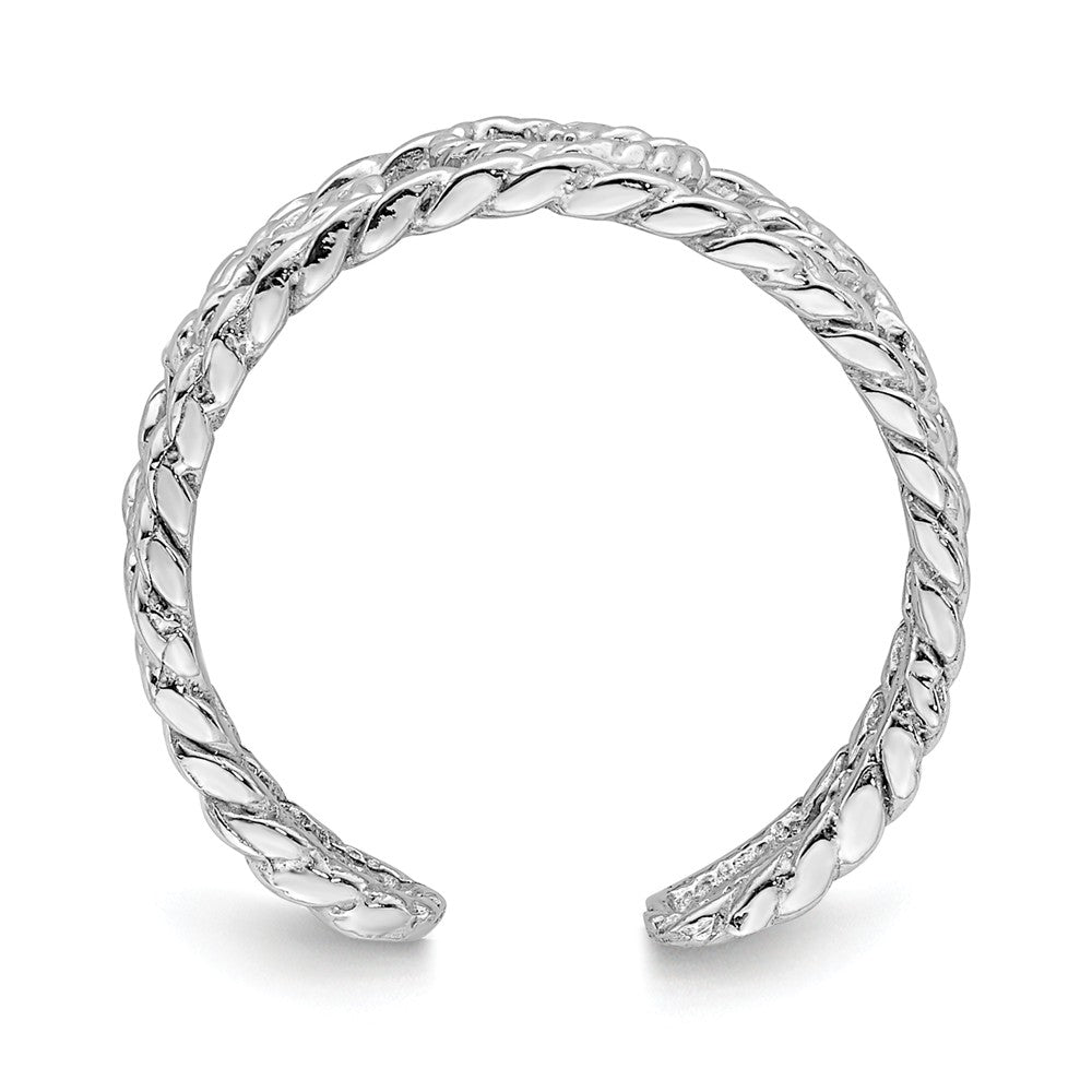 14K White Polished & Twisted Heart Toe Ring