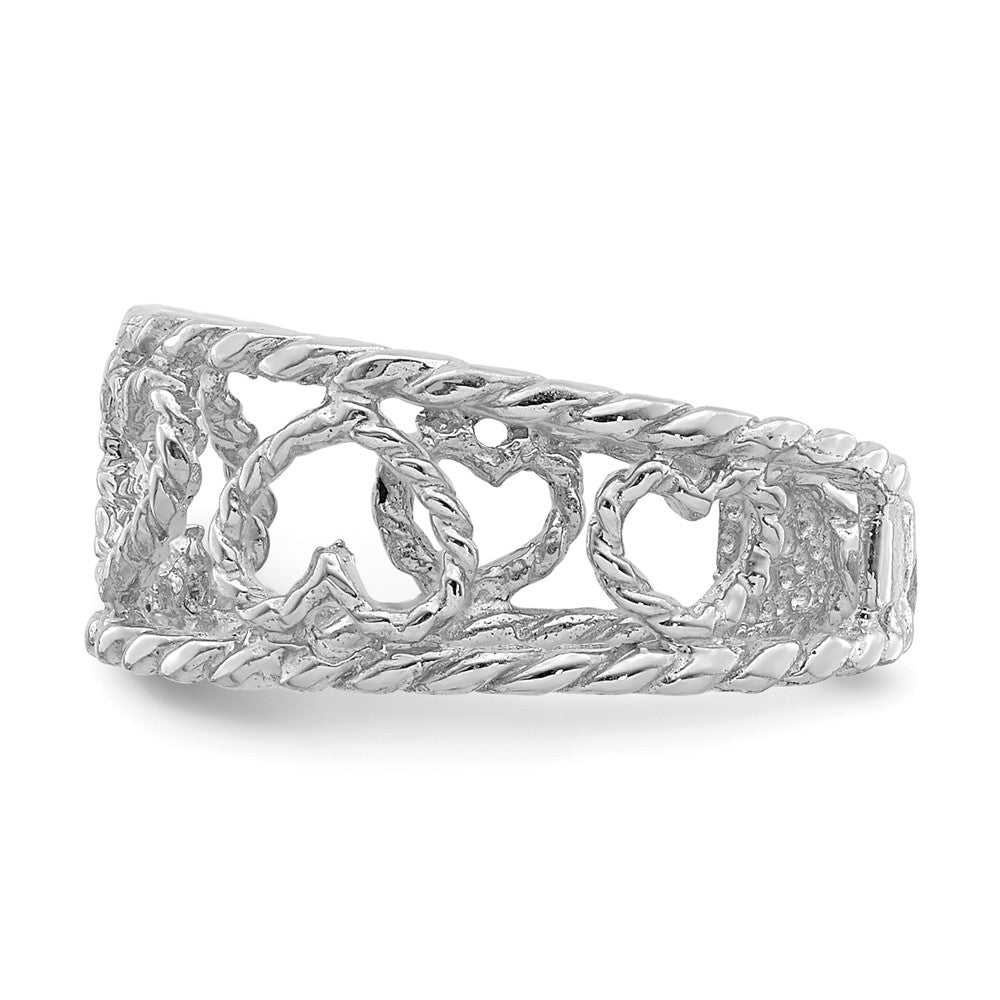 14K White Polished & Twisted Heart Toe Ring