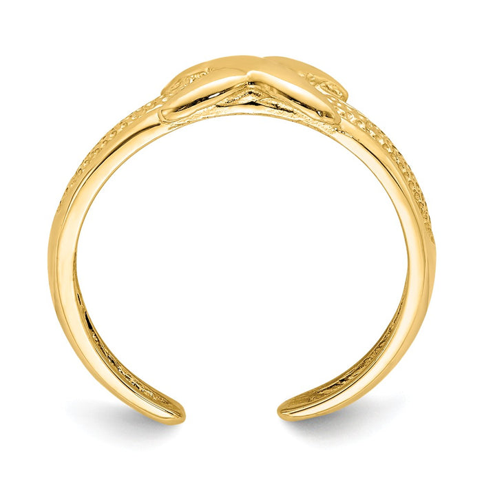 14k Yellow Gold Polished Criss Cross Toe Ring