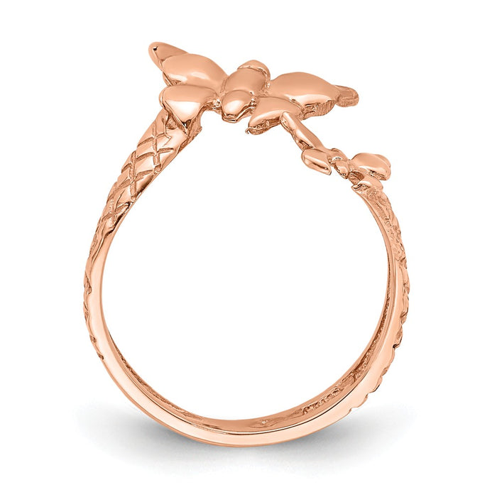 14K Rose Polished & Textured Butterfly Toe Ring
