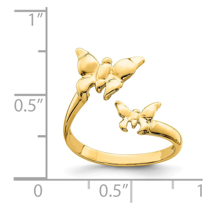 14k Yellow Gold Polished Butterfly Toe Ring