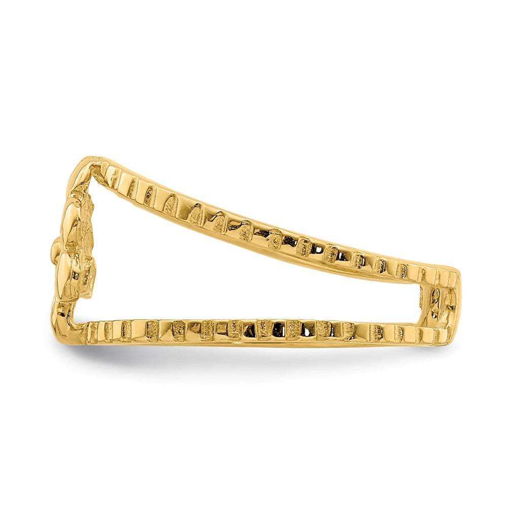 14k Yellow Gold Polished & Textured Flower Toe Ring