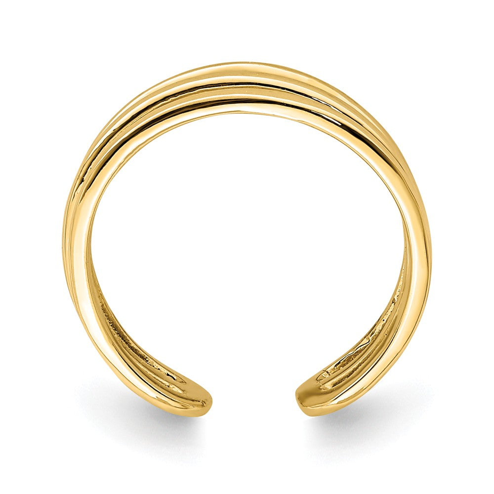 14k Yellow Gold Polished 3 Row Toe Ring