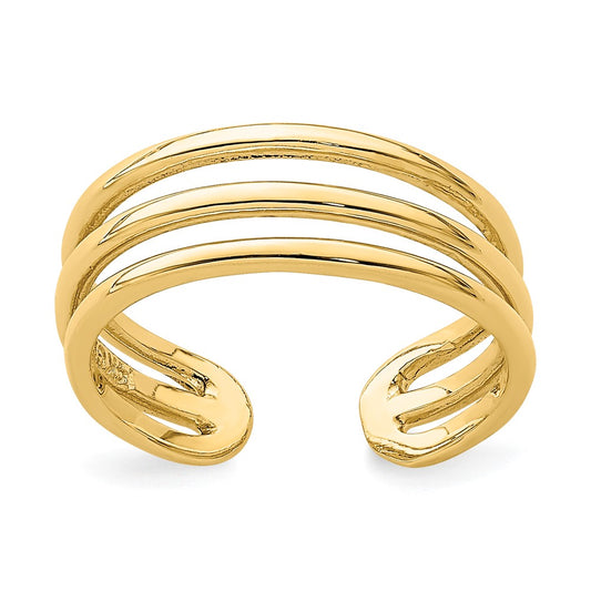 14k Yellow Gold Polished 3 Row Toe Ring
