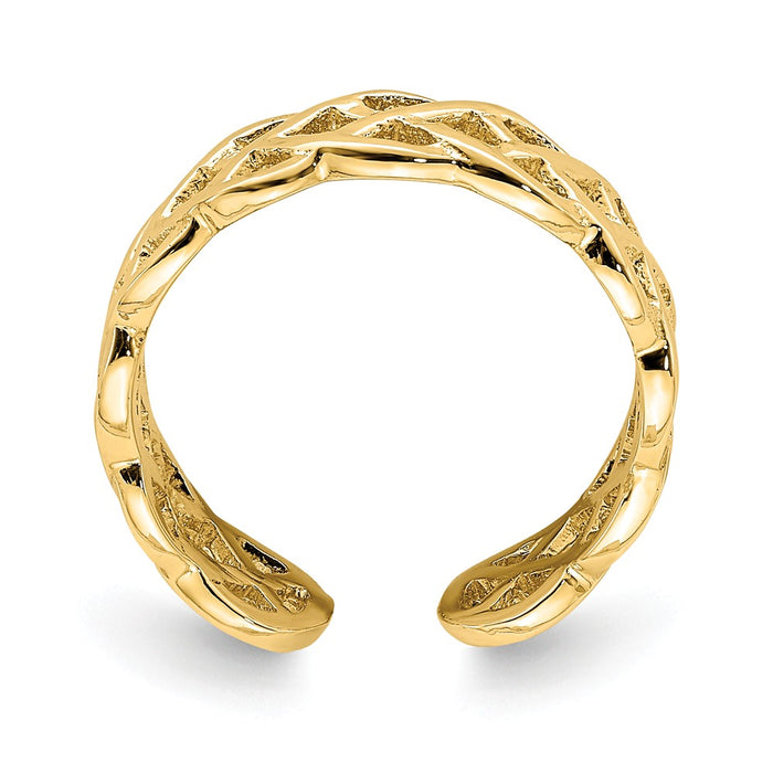 14k Yellow Gold Polished Braided Toe Ring