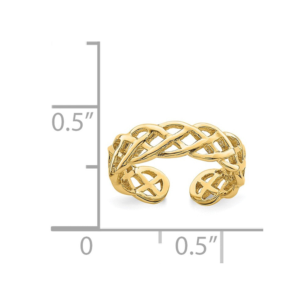 14k Yellow Gold Polished Braided Toe Ring