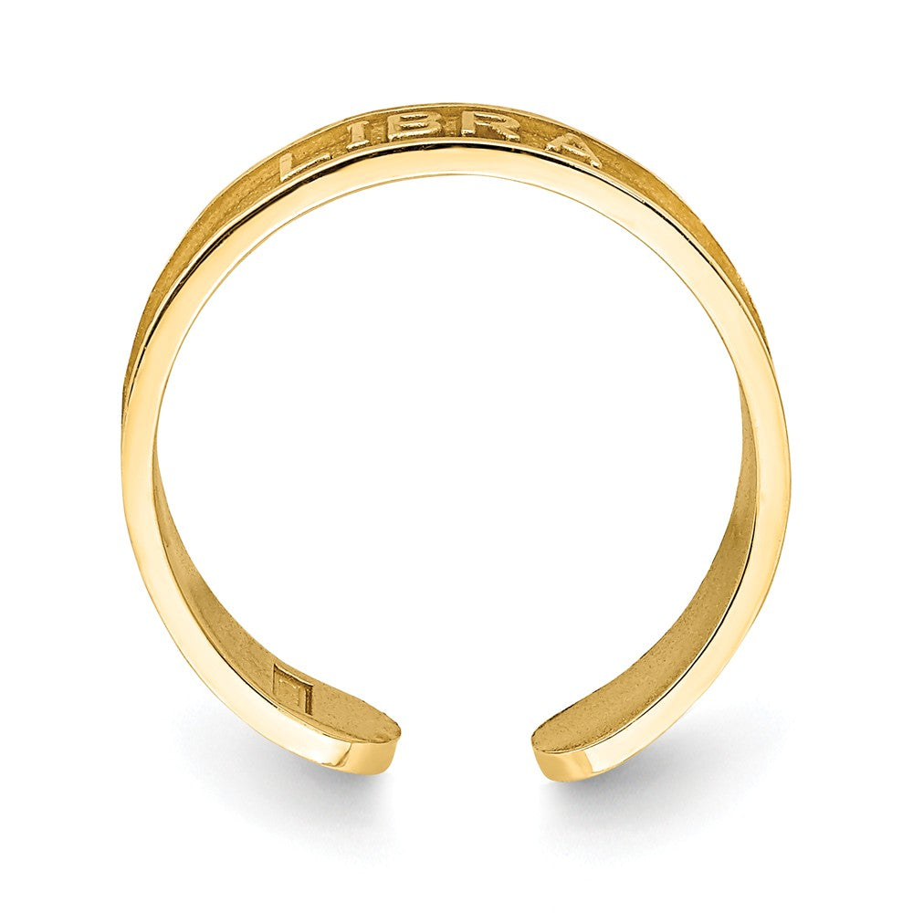 14k Yellow Gold Brushed & Polished Zodiac Libra Toe Ring