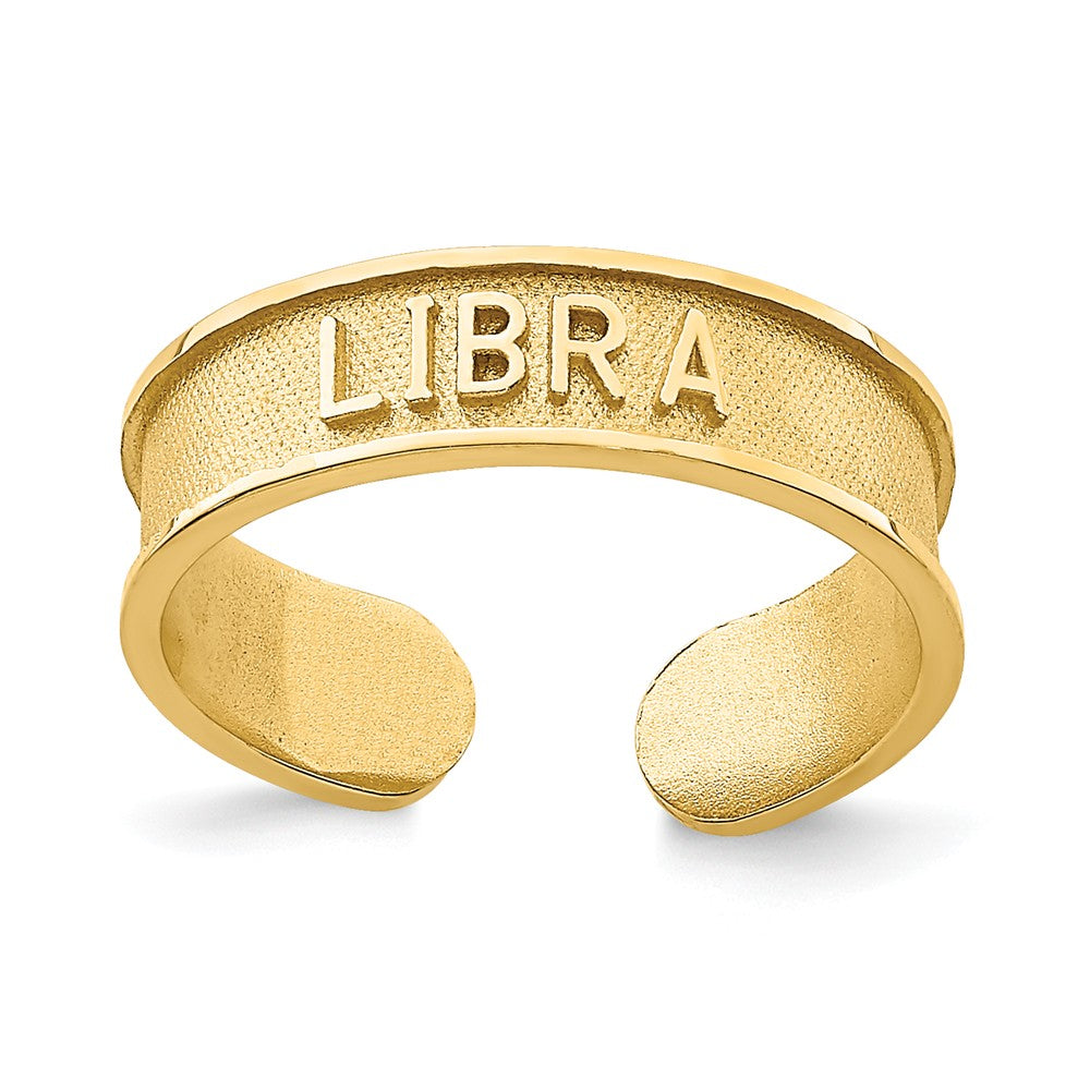 14k Yellow Gold Brushed & Polished Zodiac Libra Toe Ring