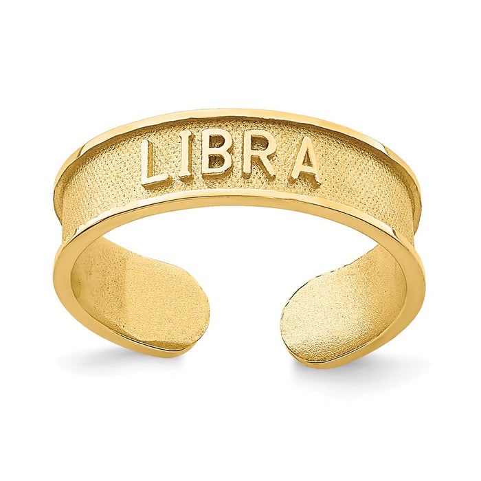 14k Yellow Gold Brushed & Polished Zodiac Libra Toe Ring