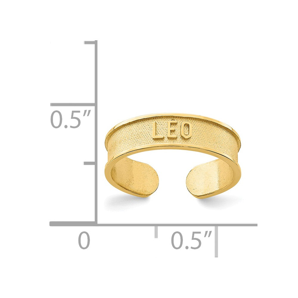14k Yellow Gold Brushed & Polished Zodiac Leo Toe Ring
