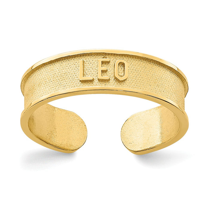 14k Yellow Gold Brushed & Polished Zodiac Leo Toe Ring