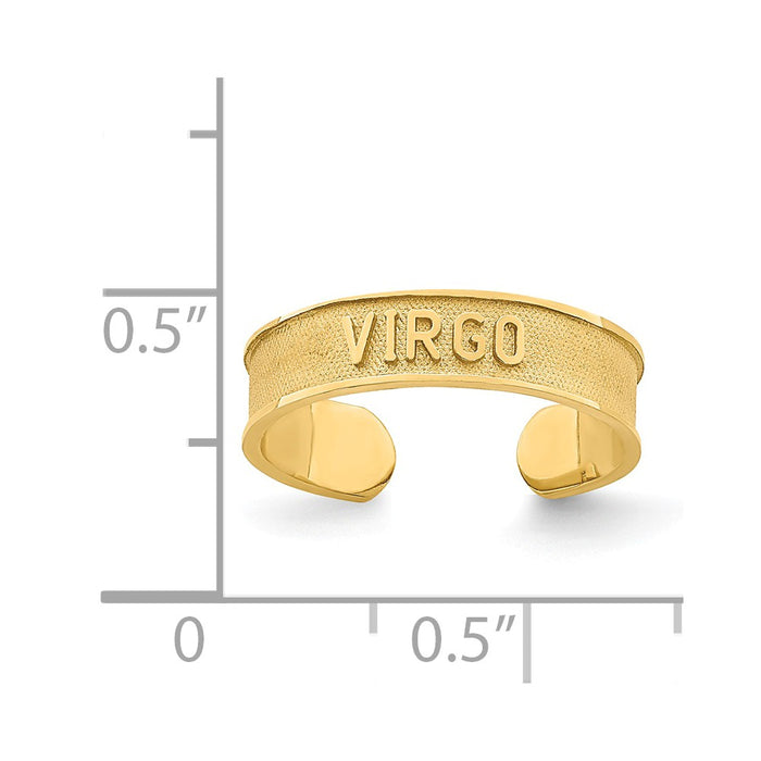 14k Yellow Gold Brushed & Polished Zodiac Virgo Toe Ring