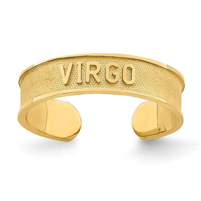 14k Yellow Gold Brushed & Polished Zodiac Virgo Toe Ring