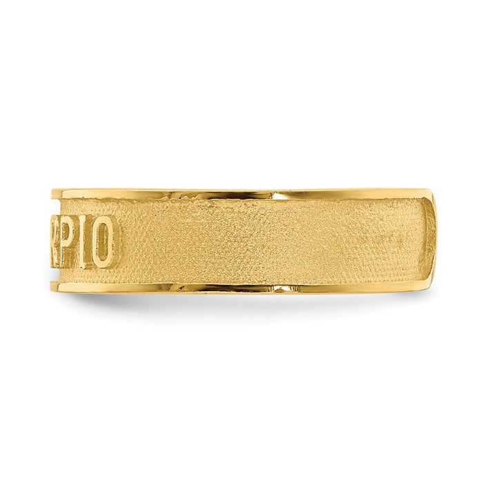 14k Yellow Gold Brushed & Polished Zodiac Scorpio Toe Ring