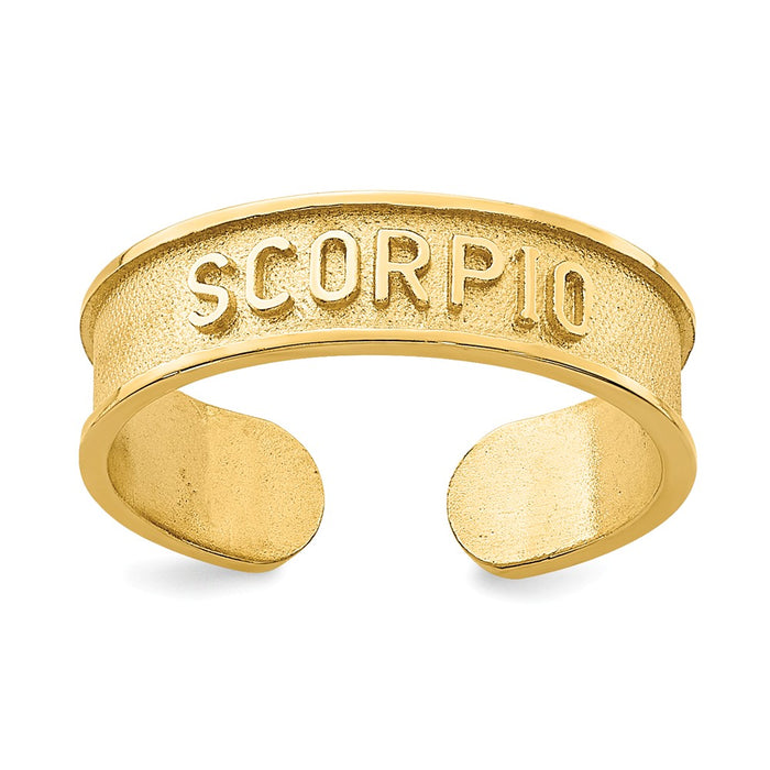 14k Yellow Gold Brushed & Polished Zodiac Scorpio Toe Ring