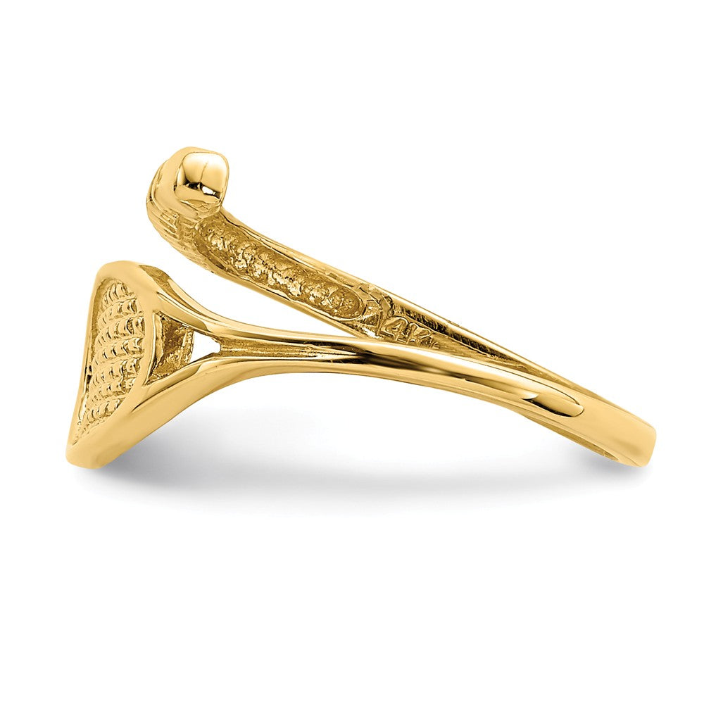 14k Yellow Gold Polished Tennis Racket Toe Ring