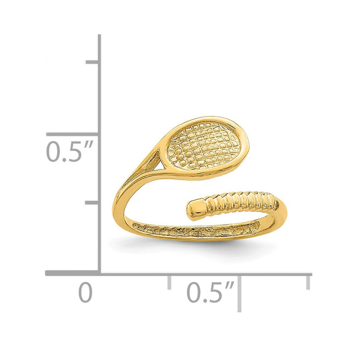 14k Yellow Gold Polished Tennis Racket Toe Ring